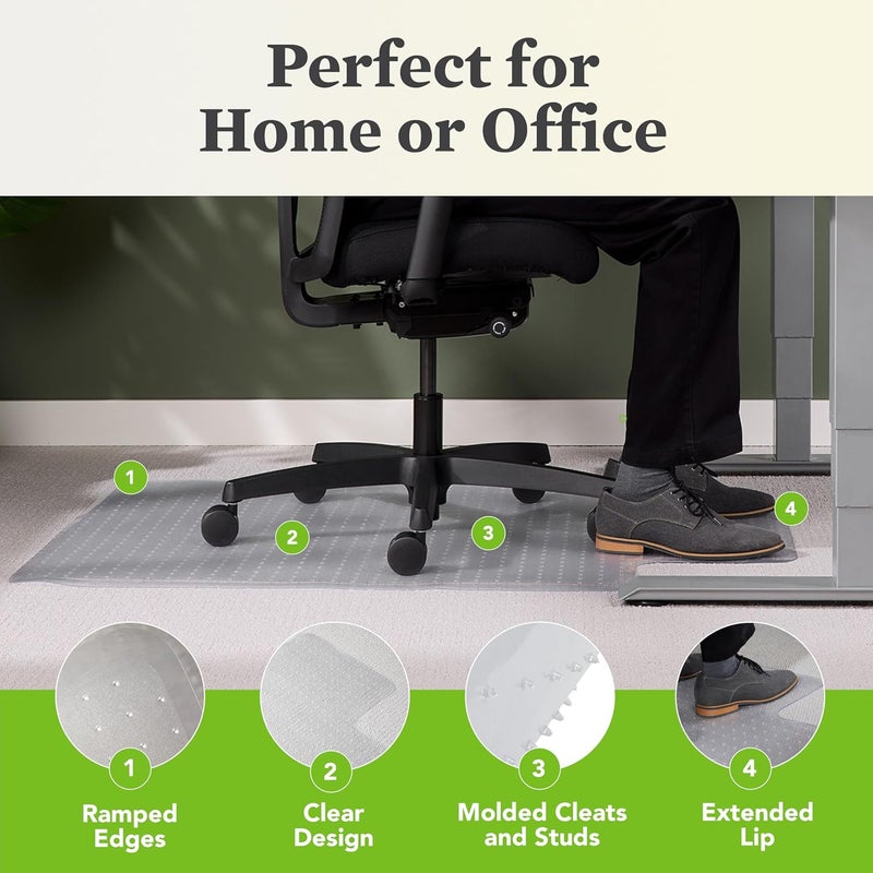 HON Office Chair Mat for Carpet, Computer Desk Chair Mat for Carpeted Floors, Easy Glide in Office or Home with Extended Lip (36” x 48”) - Image 4